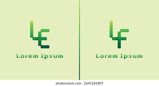 Letras LE e LF Pixel Monogram Logo, adequado para qualquer negócio com iniciais LE EL LF FL