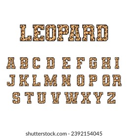 Letters with leopard print vector, Trendy alphabet set, leopard pattern design, vector illustration