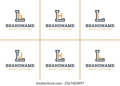 Letters LG LH LI LJ LK LL Monogram Logo Set, for LG GL LH HL LI IL LJ JL LK KL LL L Initials