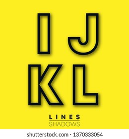 Letters linear design. Set of letter I, J, K, L template for logo or icon. Vector illustration.