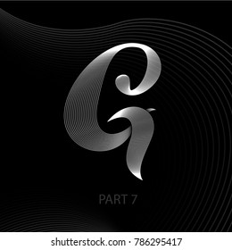 The letters of lines with shadows alphabet