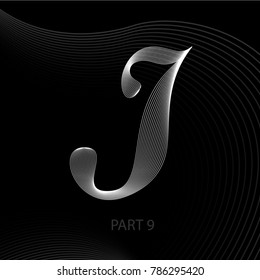 The letters of lines with shadows alphabet