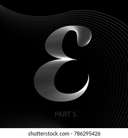 The letters of lines with shadows alphabet