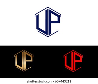 UP letters linked with hexagon shape logo