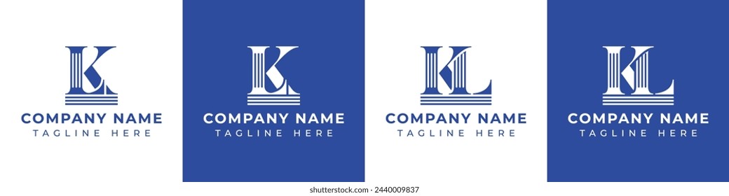 Letters LK and KL Pillar Logo Set, suitable for business with LK and KL related to Pillar