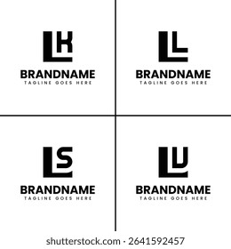 Letters LK LL LS LU Monogram Logo Set, for LK KL LL LS SL LU UL initials