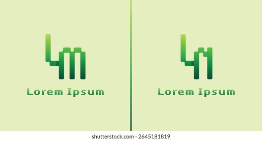 Letters LM and LN Pixel Monogram Logo, suitable for any business with LM ML LN NL initials
