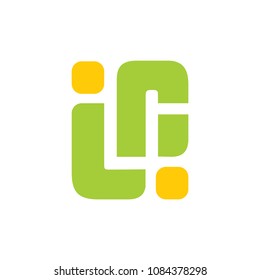 letters ln lineas dots square design logo