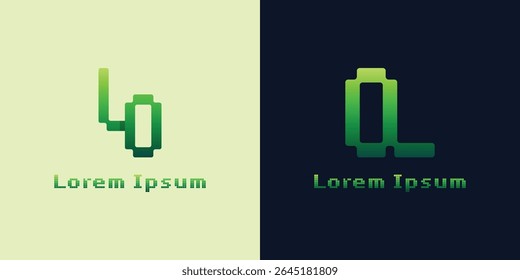 Letters LO and OL Pixel Monogram Logo, suitable for any business with OL or LO initials