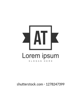 AT Letters Logo Design. Simple and Creative Black Letter Concept Illustration.
