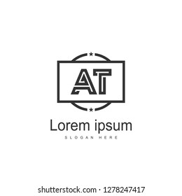 AT Letters Logo Design. Simple and Creative Black Letter Concept Illustration.