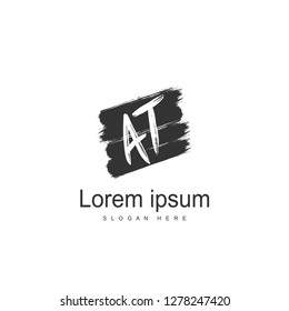 AT Letters Logo Design. Simple and Creative Black Letter Concept Illustration.