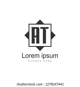 AT Letters Logo Design. Simple and Creative Black Letter Concept Illustration.