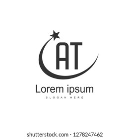 AT Letters Logo Design. Simple and Creative Black Letter Concept Illustration.