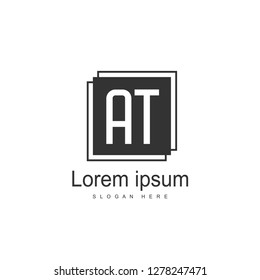 AT Letters Logo Design. Simple and Creative Black Letter Concept Illustration.