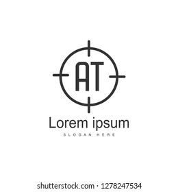 AT Letters Logo Design. Simple and Creative Black Letter Concept Illustration.