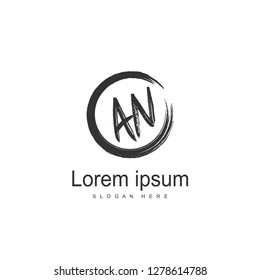 AN Letters Logo Design. Simple and Creative Black Letter Concept Illustration.