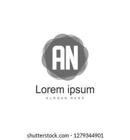 AN Letters Logo Design. Simple and Creative Black Letter Concept Illustration.