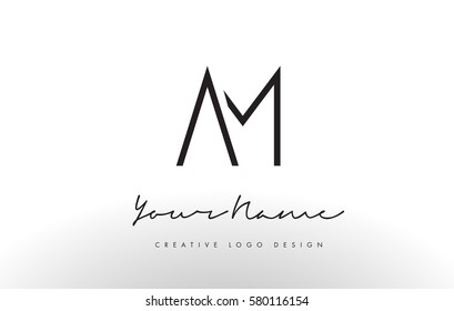 AM Letters Logo Design Slim. Simple and Creative Black Letter Concept Illustration.