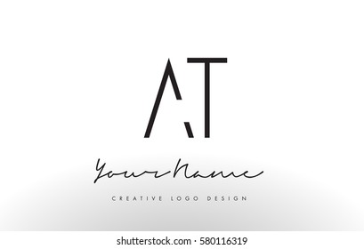 AT Letters Logo Design Slim. Simple and Creative Black Letter Concept Illustration.