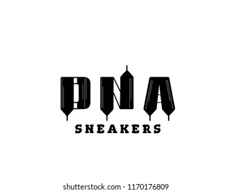 Letters logo formed by shoe lace.