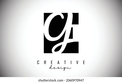 Logotipo de las letras EG con un diseño minimalista. Letras E y G con tipografía geométrica y manuscrita. Ilustración vectorial creativa.