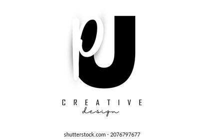 Buchstaben UP Logo mit minimalistischem Design. Buchstaben U und P mit geometrischer und handgeschriebener Typografie. Kreative Vektorgrafik mit Buchstaben.