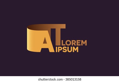 AT letters logo, A and T letters logo alphabet design.
