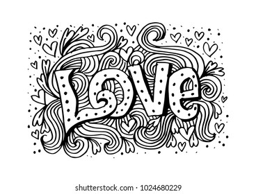 Letters love text doodles