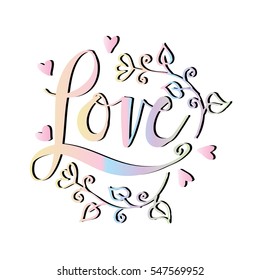  Letters "love" text doodles, valentine's day.