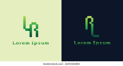 Letters LR and RL Pixel Monogram Logo, suitable for any business with RL or LR initials