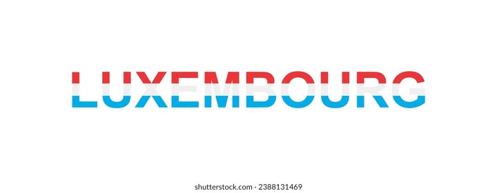 Letters Luxembourg in the style of the country flag. Luxembourg word in national flag style. Vector illustration.