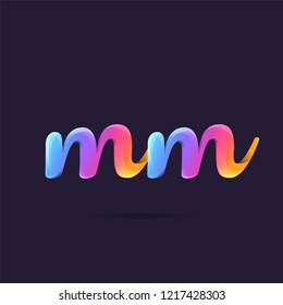 Letters M & M 3D logo, multi colour gradient letters icon vector template.