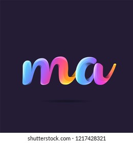 Letters M & A 3D logo, multi colour gradient letters icon vector template.