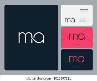 Letters M A, M & A joint logo icon with business card vector template.