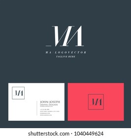 Letters M A, M & A joint logo icon with business card vector template.