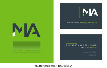 Letters M A, M & A joint logo icon with business card vector template.