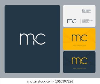 Letters M C, M & C joint logo icon with business card vector template.