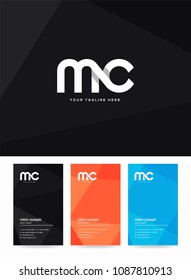 Letters M & C logo, icon with business card vector template.