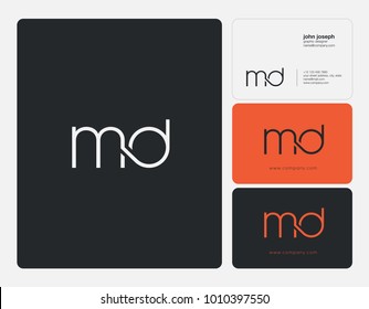 Letters M D, M & D joint logo icon with business card vector template.
