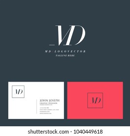 Letters M D, M & D joint logo icon with business card vector template.