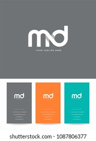 Letters M & D logo, icon with business card vector template.