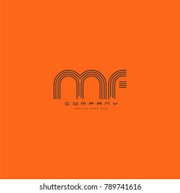 Letters M & F joint logo icon. Stroke letter vector element.