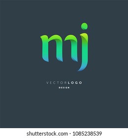Letters M J joint logo icon vector element.