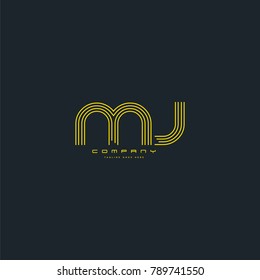 Letters M & J joint logo icon. Stroke letter vector element.