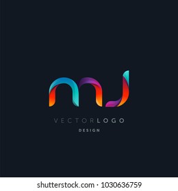 Letters M J, M & J logo, multi colour letters icon vector template.


