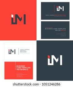 Letters I M, I & M joint logo icon with business card vector template.
