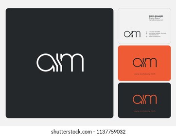 Letters A I M Joint logo icon with business card vector template.