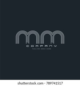 Letters M & M joint logo icon. Stroke letter vector element.