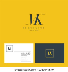 Letters M K, M & K joint logo icon with business card vector template.